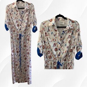 Elizabeth Lugo Design Nautical Maxi Shirt Dress 1X/2X